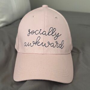 Pink Baseball Cap with Embroidered Text